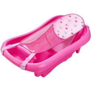 Bright Pink Plastic Baby Bathtub with Newborn Sling (2020 Ne Aloclek Dr Suite