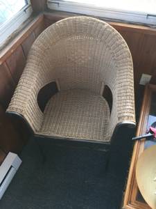 FREE* Table and chairs - wicker over wrought iron (Weymouth, MA)