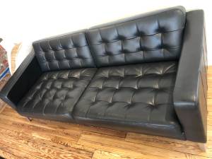 Black leather ikea sofa (13th street)