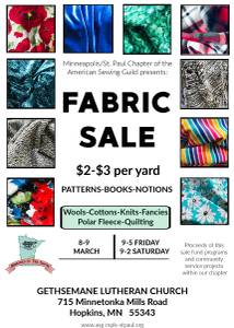Huge Fabric Sale-Mpls/St. Paul Chapter of the American Sewing Guild (Gethsemane