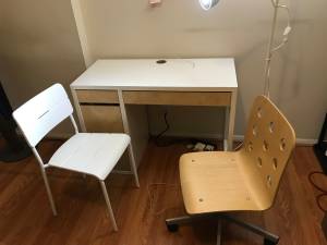 Moving sale: desk, chair, bicycle, mini fridge, shoe rack, iron, (Washington)