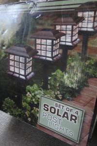 Set of 4 Solar Post Porch Lights, with All Cables, Wires, & Manual.
