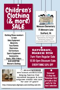 Moncure Elementary Spring Clothing & More Sale (75 moncure lane, stafford va)