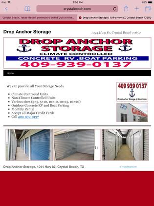 Auction at Drop Anchor Storage on Tuesday April 2,2019 1000 am